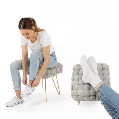 Elegantní taburet DESIRE - světle šedý