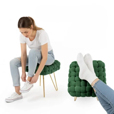 Elegantní taburet DESIRE - láhvově zelený