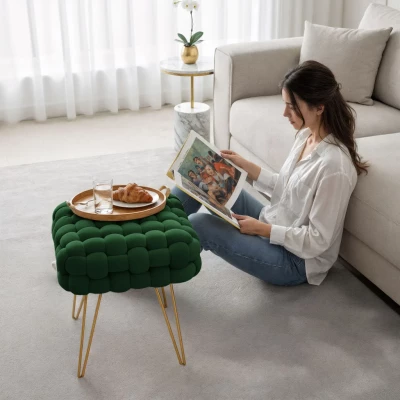 Elegantní taburet DESIRE - láhvově zelený
