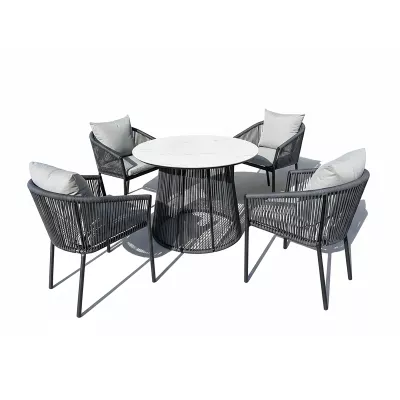 Zahradní set CABTIS - černý / bílý mramor