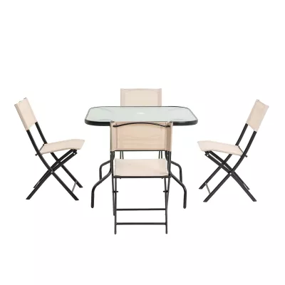 Zahradní set se slunečníkem BABRIS - černý / béžový