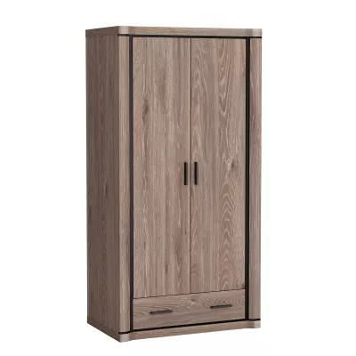 Dvoudveřová šatní skříň AIRA - šířka 97 cm, dub lanýž