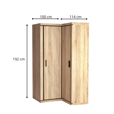 Rohová skříň AIRA - šířka 100 cm, dub lanýž