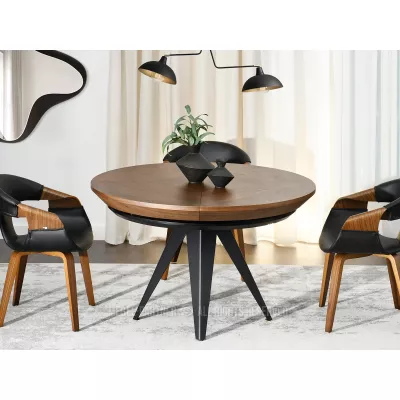 Jídelní rozkládací stůl 120(220)x120 OMAR - ořech / černý