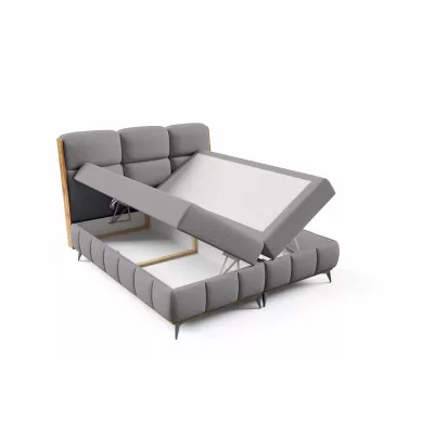 Kontinentální postel 200x200 CORAIMA - dub lancelot / šedá + topper ZDARMA