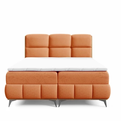 Kontinentální postel 200x200 CORAIMA - dub lancelot / oranžová + topper ZDARMA