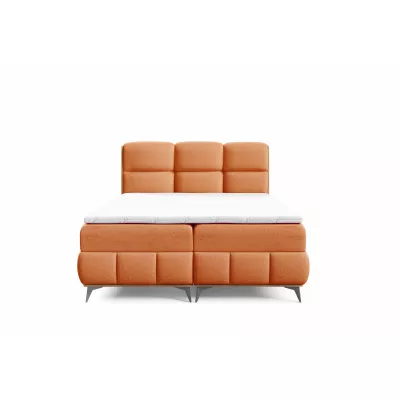 Kontinentální postel 200x200 CORAIMA - dub lancelot / oranžová + topper ZDARMA