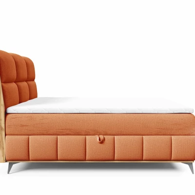Kontinentální postel 200x200 CORAIMA - dub lancelot / oranžová + topper ZDARMA