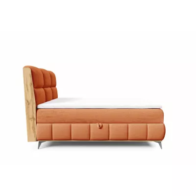 Kontinentální postel 200x200 CORAIMA - dub lancelot / oranžová + topper ZDARMA