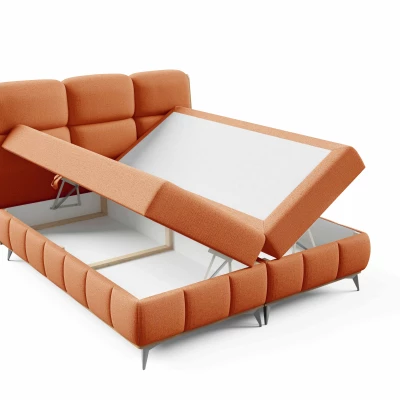 Kontinentální postel 200x200 CORAIMA - dub lancelot / oranžová + topper ZDARMA