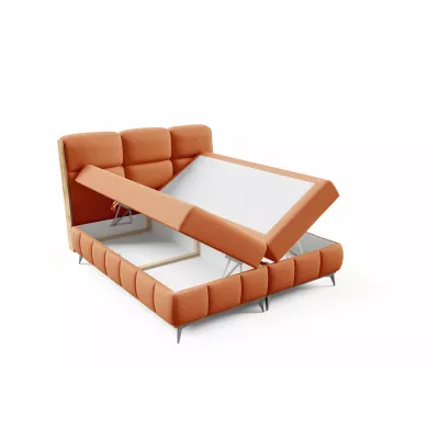 Kontinentální postel 200x200 CORAIMA - dub lancelot / oranžová + topper ZDARMA