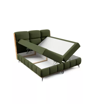 Kontinentální postel 200x200 CORAIMA - dub lancelot / zelená + topper ZDARMA