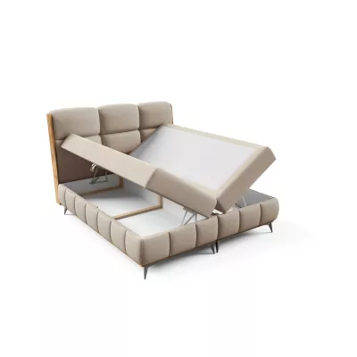 Kontinentální postel 200x200 CORAIMA - dub lancelot / béžová 2 + topper ZDARMA