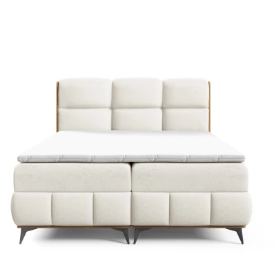Kontinentální postel 200x200 CORAIMA - dub lancelot / krémová + topper ZDARMA