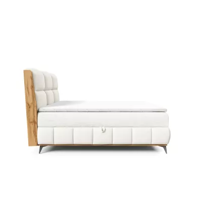 Kontinentální postel 200x200 CORAIMA - dub lancelot / krémová + topper ZDARMA