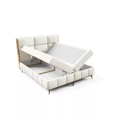 Kontinentální postel 200x200 CORAIMA - dub lancelot / krémová + topper ZDARMA