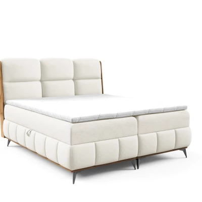 Kontinentální postel 200x200 CORAIMA - dub lancelot / krémová + topper ZDARMA