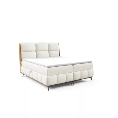 Kontinentální postel 200x200 CORAIMA - dub lancelot / krémová + topper ZDARMA