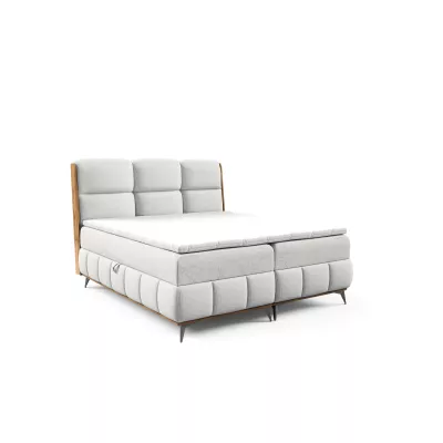 Kontinentální postel 200x200 CORAIMA - dub lancelot / světle šedá + topper ZDARMA