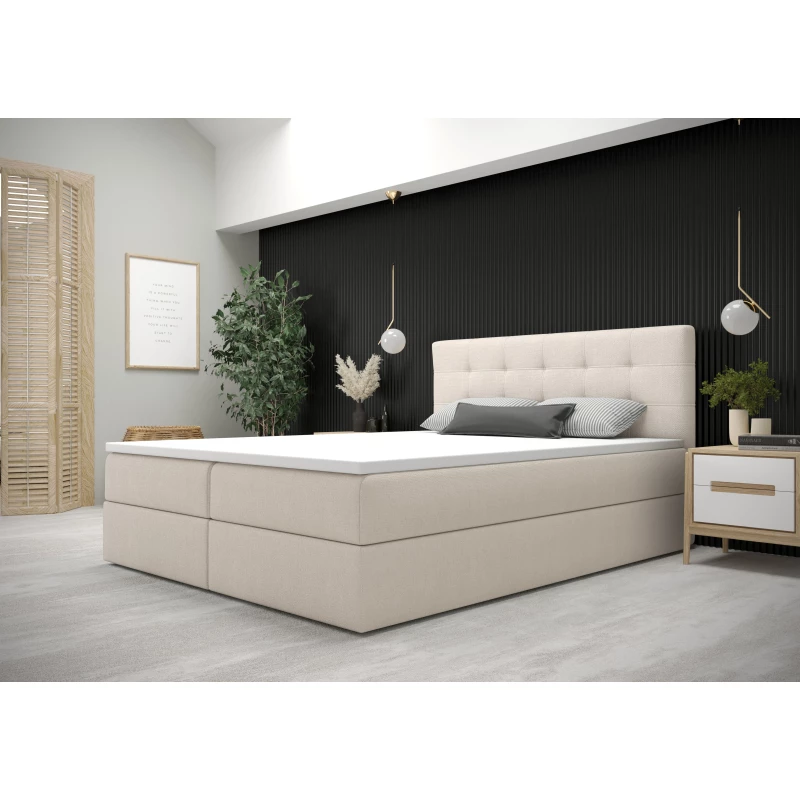 Moderní postel 200x200 s úložným prostorem STIG 5 - béžová