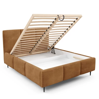 Manželská postel 160x200 VIONA LEG s úložným prostorem - koniak