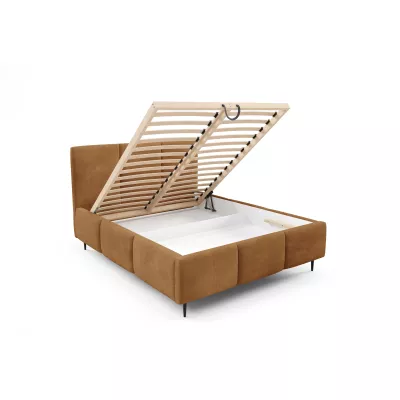 Manželská postel 160x200 VIONA LEG s úložným prostorem - koniak