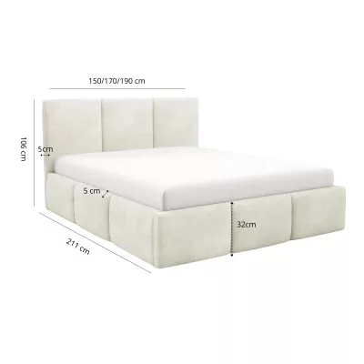 Manželská postel 160x200 VIONA s úložným prostorem - smetanová