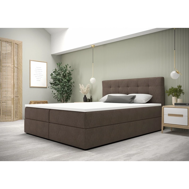 Moderní postel 200x200 s úložným prostorem STIG 5 - světle hnědá