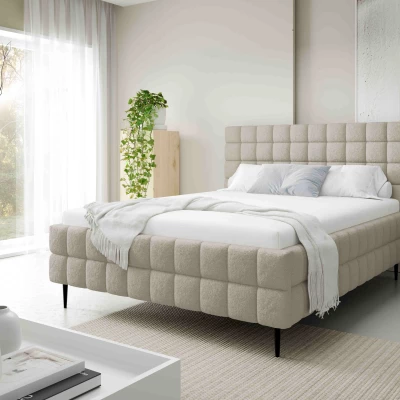 Čalouněná postel 180x200 LAILA LEG s úložným prostorem - světle béžová
