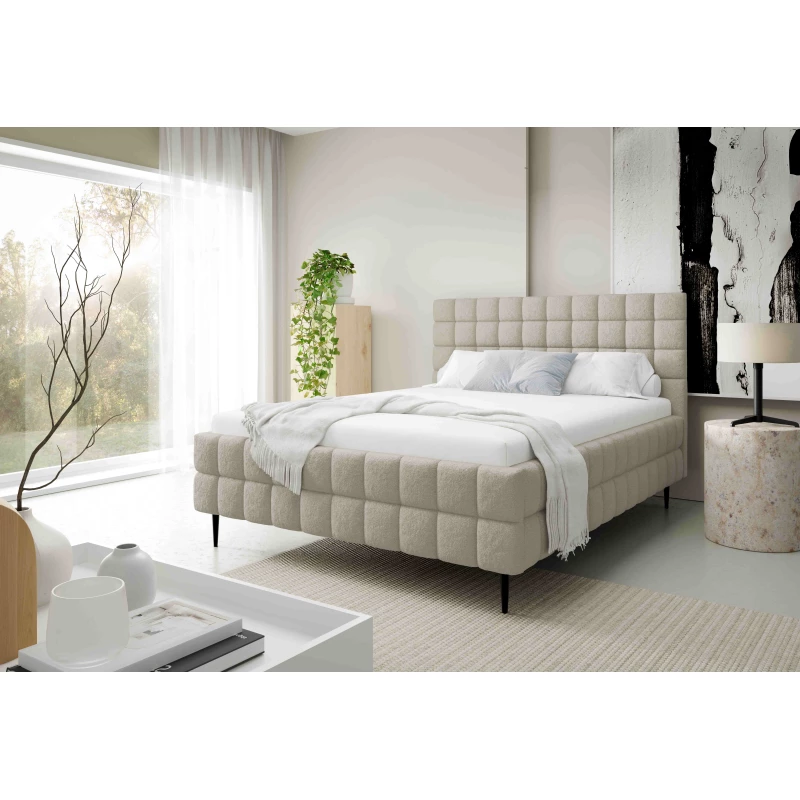 Čalouněná postel 180x200 LAILA LEG s úložným prostorem - světle béžová