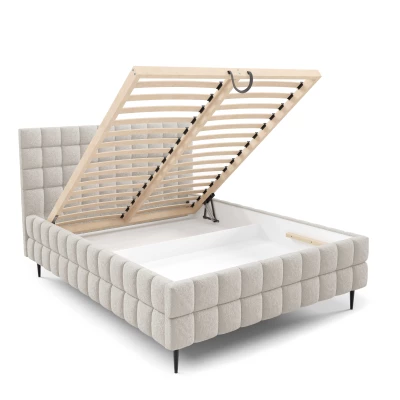 Čalouněná postel 180x200 LAILA LEG s úložným prostorem - světle béžová