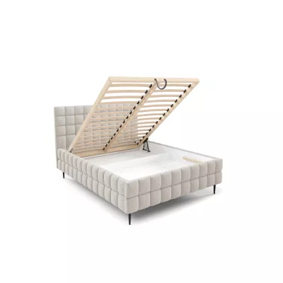 Čalouněná postel 180x200 LAILA LEG s úložným prostorem - světle béžová