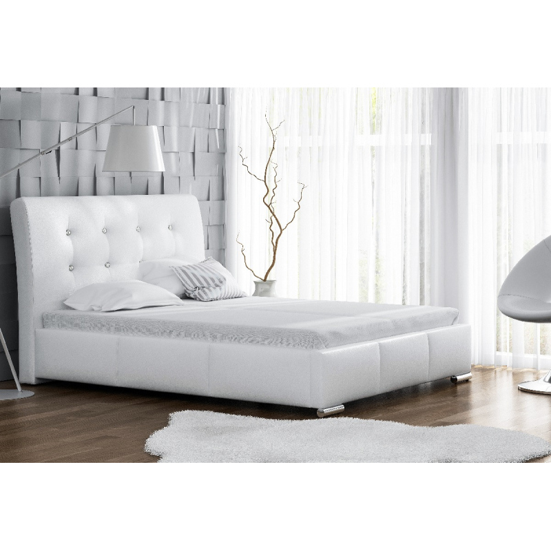 Elegantní postel Donna s úložným prostorem bílá eko kůže 160 x 200
