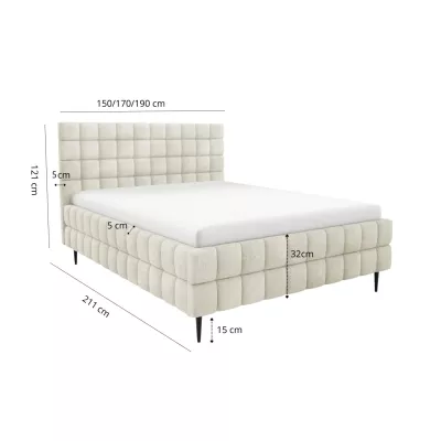 Čalouněná postel 180x200 LAILA LEG s úložným prostorem - modrá