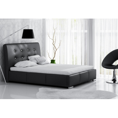 Elegantní postel Donna s úložným prostorem černá eko kůže 200 x 200