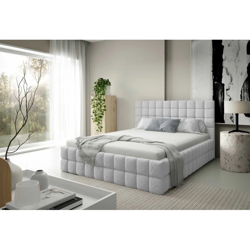 Čalouněná postel 180x200 LAILA s úložným prostorem - světle šedá