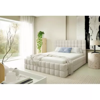 Čalouněná postel 160x200 LAILA s úložným prostorem - světle béžová