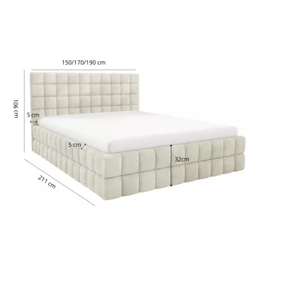 Čalouněná postel 180x200 LAILA s úložným prostorem - ecru 1