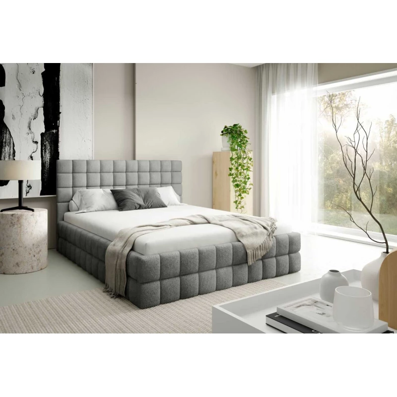 Čalouněná postel 160x200 LAILA s úložným prostorem - šedá
