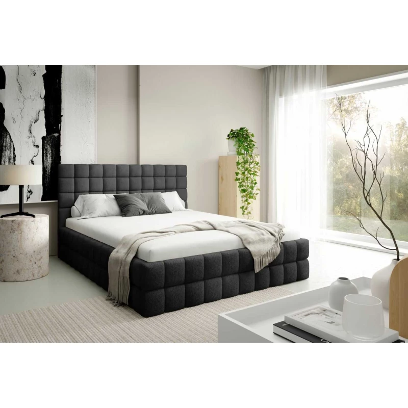 Čalouněná postel 160x200 LAILA s úložným prostorem - černá
