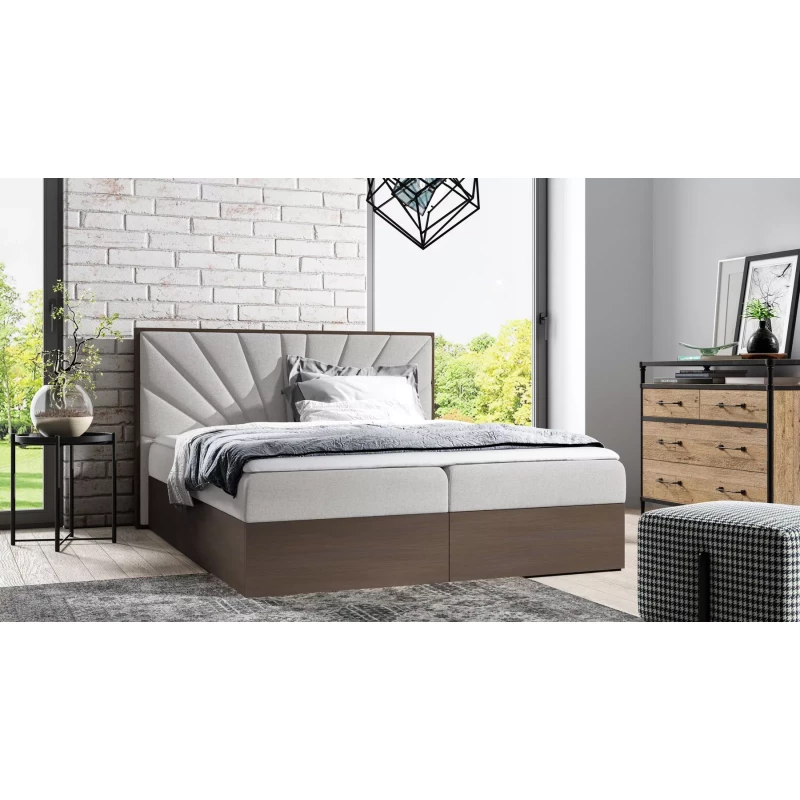 Čalouněná manželská postel 160x220 CHANTELLE 7 - tmavý dub / popelavá + topper ZDARMA