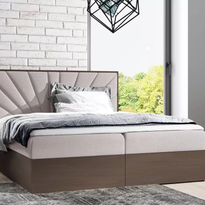 Čalouněná manželská postel 160x220 CHANTELLE 7 - tmavý dub / béžová + topper ZDARMA