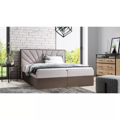 Čalouněná manželská postel 160x220 CHANTELLE 7 - tmavý dub / béžová + topper ZDARMA