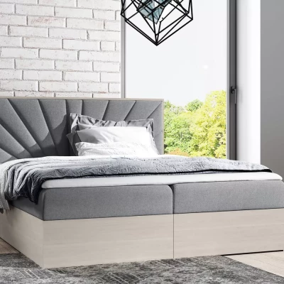 Čalouněná manželská postel 160x220 CHANTELLE 7 - nordic teak / šedá + topper ZDARMA