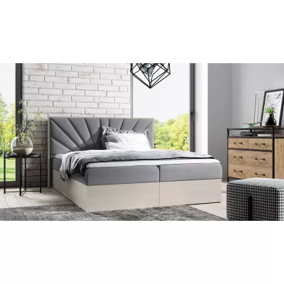 Čalouněná manželská postel 160x220 CHANTELLE 7 - nordic teak / šedá + topper ZDARMA