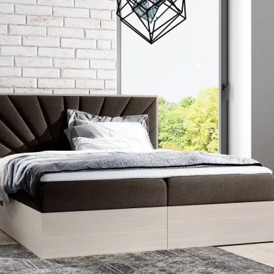Čalouněná manželská postel 160x220 CHANTELLE 7 - nordic teak / hnědá + topper ZDARMA