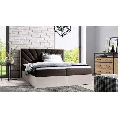 Čalouněná manželská postel 160x220 CHANTELLE 7 - nordic teak / hnědá + topper ZDARMA