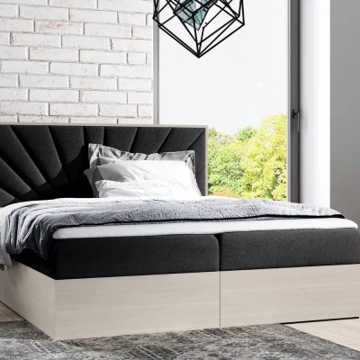 Čalouněná manželská postel 160x220 CHANTELLE 7 - nordic teak / grafitová + topper ZDARMA