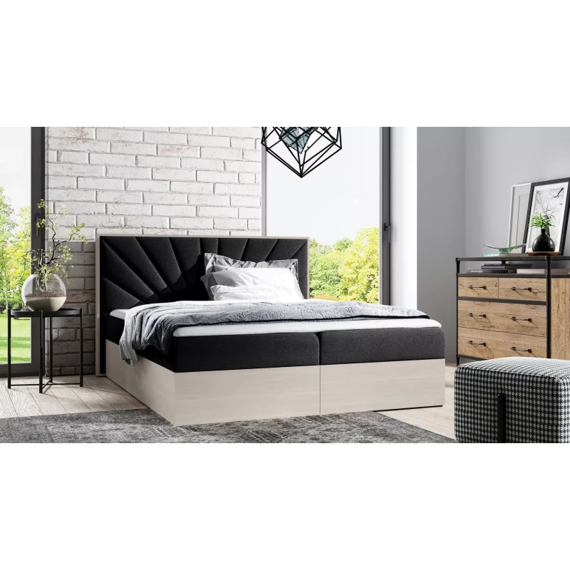 Čalouněná manželská postel 160x220 CHANTELLE 7 - nordic teak / grafitová + topper ZDARMA