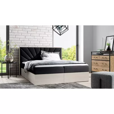 Čalouněná manželská postel 160x220 CHANTELLE 7 - nordic teak / grafitová + topper ZDARMA